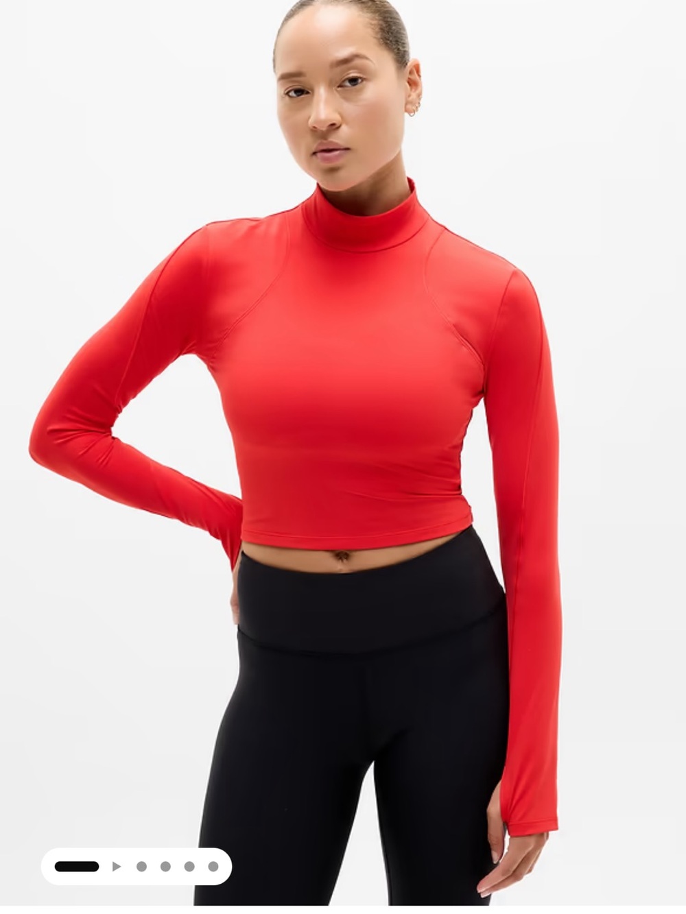 Athleta Summit Mesh Long Sleeve Crop Top Red NEW L NWOT